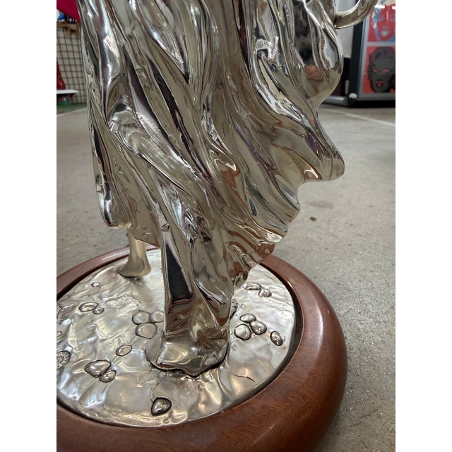 1960s 1960s Marcello Giorgio Silver Laminate Maiden Figurine With Kindling For Sale - Image 5 of 8