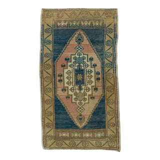 Turkish Mini Rug Oriental Hand Knotted Vintage Rug 1'10" x 3'3" #20716 For Sale