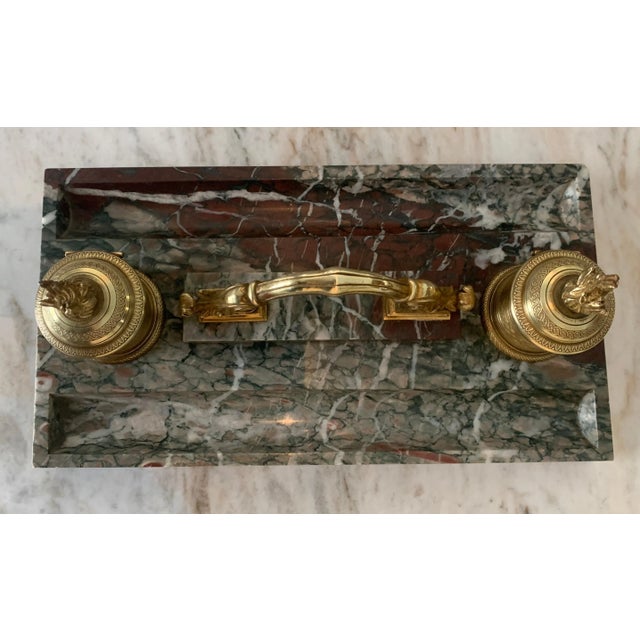 Metal French Marble and Bronze Inkwell For Sale - Image 7 of 11