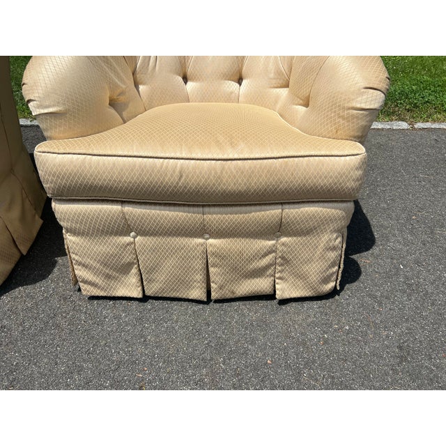 Pair of Ethan Allen Club Chairs With Matching Ottomans For Sale - Image 11 of 13