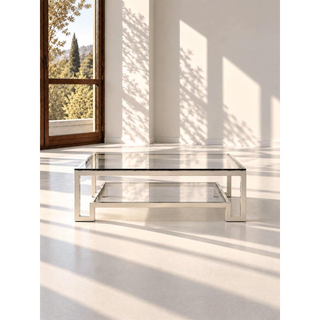 Late 20th Century Coffee Table in Crystal with Briar and Brass, 1970s For Sale - Image 5 of 7