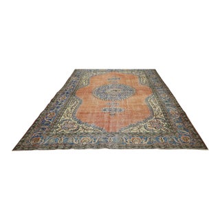 Vintage Oushak Tan Wool Rug For Sale