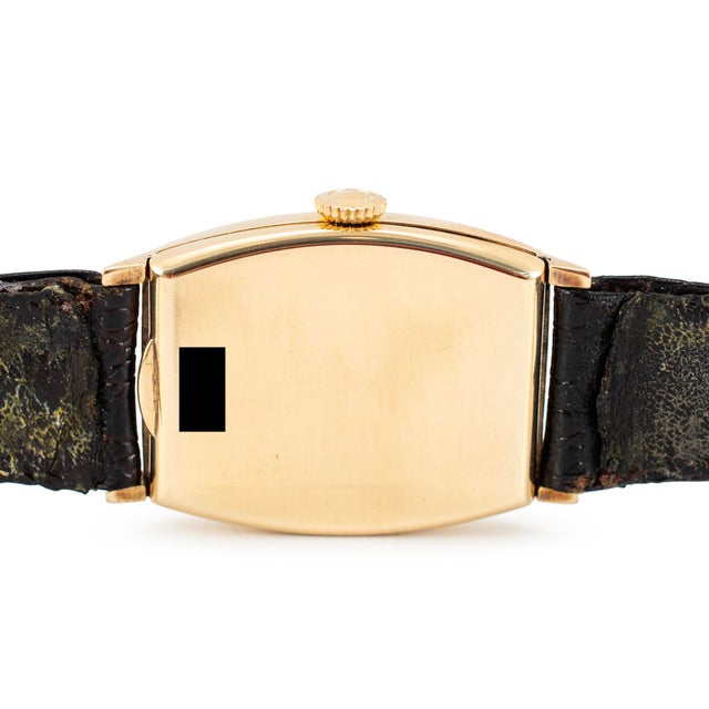 Early 20th Century Antique Art-Deco Rolex 26mmx38mm Tonneau Sub Seconds Arabic 9k Gold Manual Watch For Sale - Image 5 of 12