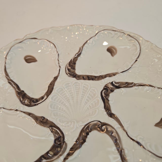 Antique 1880s German Porcelain 5-Well Oyster Plate With Shell Motif For Sale - Image 9 of 12