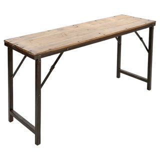 Folding Table in Metal & Teak For Sale