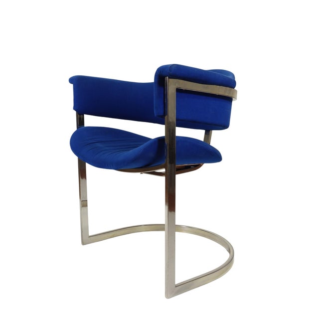 Blue Vintage Chrome Chairs by Vittorio Introini for Mario Sabot, 1970, Set of 10 For Sale - Image 8 of 18
