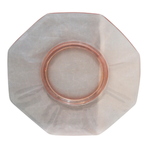 Early 20th Century Heisey Octagon Pink Clear Footed 8 Sided Depression Glass Plate