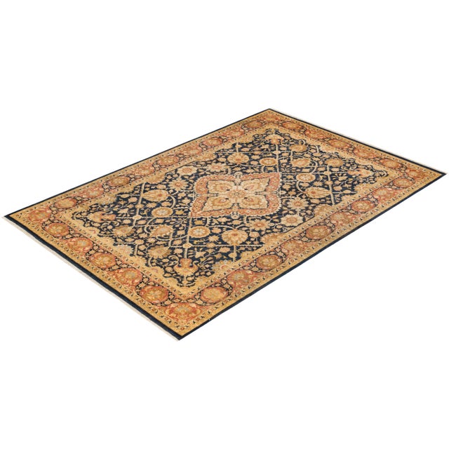 Navy Blue Vintage Moroccan Hand Knotted Wool Area Rug, Navy Blue - 6'2" X 9'0" For Sale - Image 8 of 9