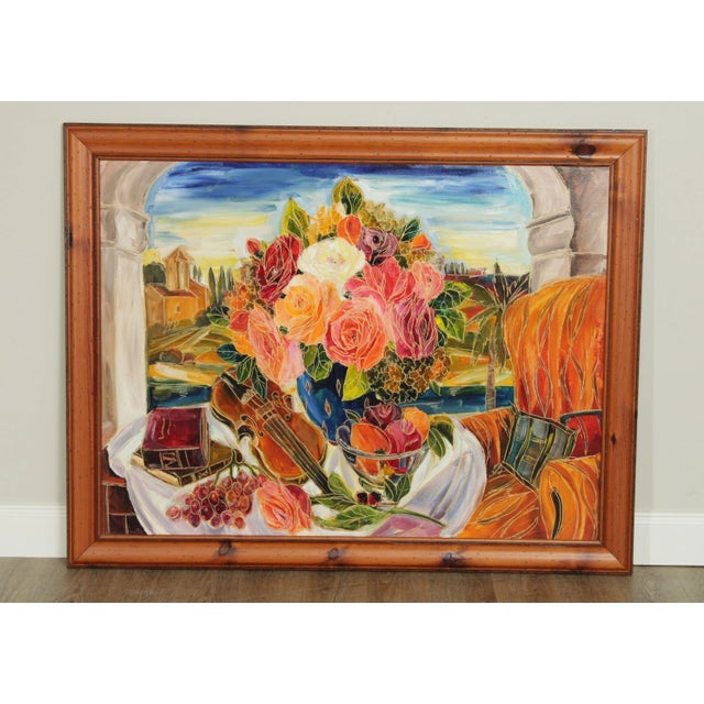 High Quality Large Pine Wood Frame Oil Painting by Maya Eventov