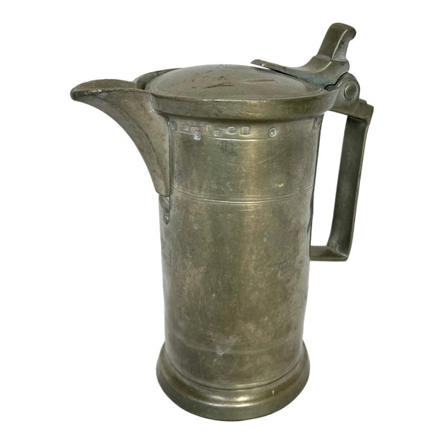 Antique 1800s Handcrafted Pewter Tankard For Sale