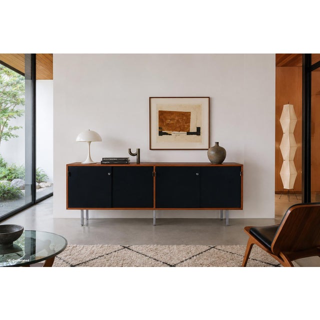 An exceptional mid-century modern credenza designed by legendary architect and furniture designer Florence Knoll for Knoll...