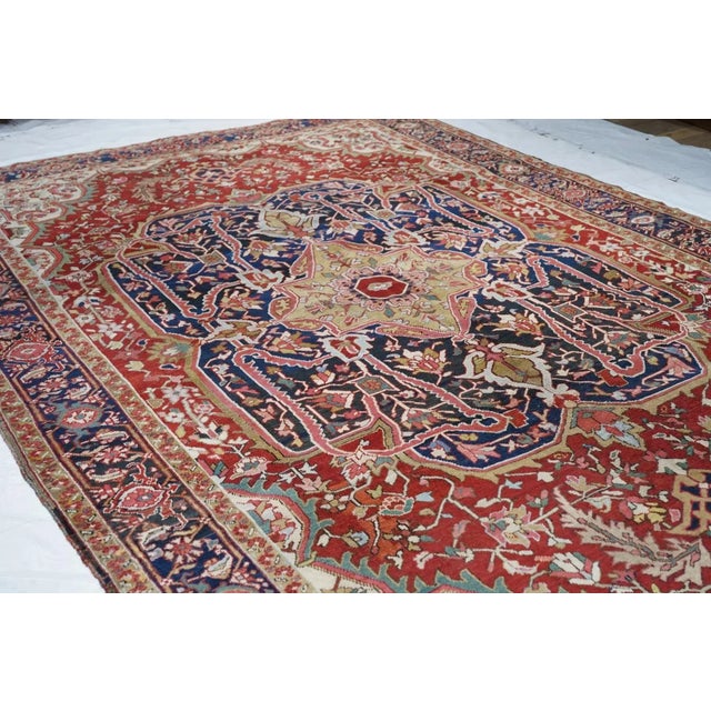 Antique Serapi Rug 8'7'' x 12'4'' For Sale - Image 10 of 12