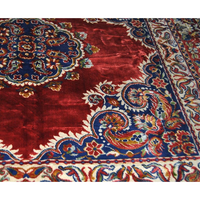 Vintage Oriental Silk Tapestry or Table Cover Central Medallion Style Sarouk For Sale - Image 4 of 12