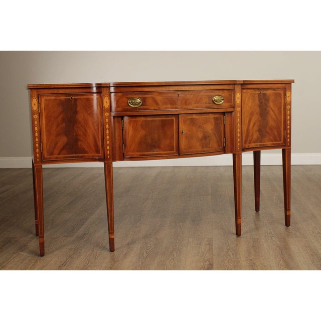 Biggs Furniture Vintage Federal Style Inlaid Mahogany Sideboard | Chairish