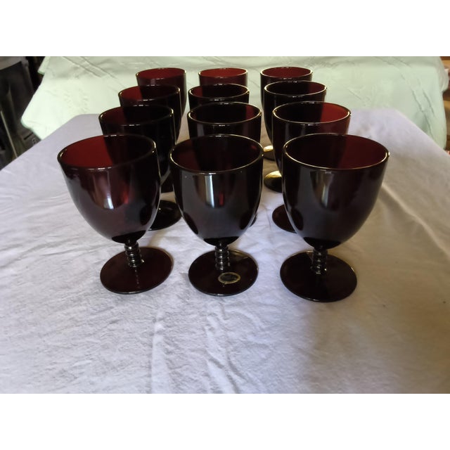 Ruby Red Vintage Mid-Century Modern Royal Ruby Red Goblets - Set of 12 For Sale - Image 8 of 10