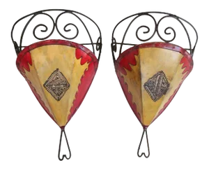Pair of Parchment Moroccan African Ethnic Wall Art