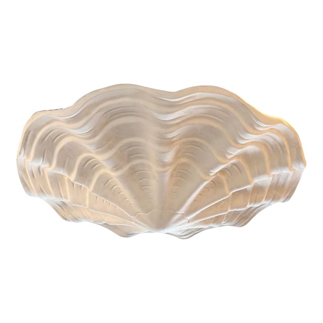 32” John Dickinson Style White Plaster Shell Form Pendant Light Fixture For Sale