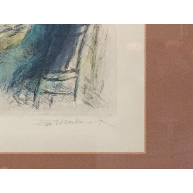 Burnt Orange Mid 20th Century Figurative Hand-Colored Etching by Ira Moskowitz, Framed For Sale - Image 8 of 11