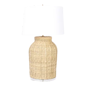 Pair of Wicker Bottle Form Table Lamps From the Fs Flores Collection