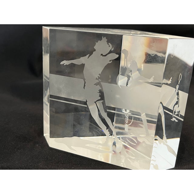Steuben Crystal Tennis Players Sports Paperweight Signed For Sale In New York - Image 6 of 7