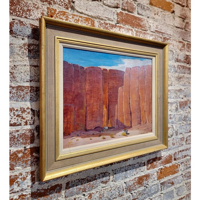 Paint Charles Henry Reynolds -Navajo Indians Crossing a Large Canyon-Oil Painting For Sale - Image 7 of 9