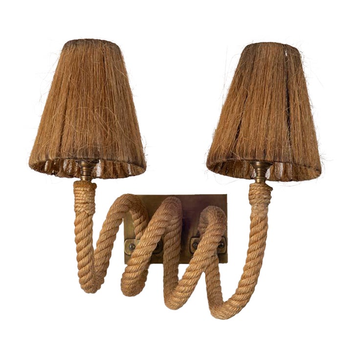 1950s French Rope Double Arm Sconce by Audoux-Minet | Chairish