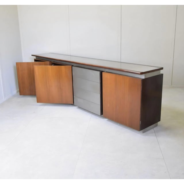 Giotto Stoppino Parioli Model Sideboard in Wood and Chromed Metal by Giotto Stoppino for Acerbis, 1977 For Sale - Image 4 of 6
