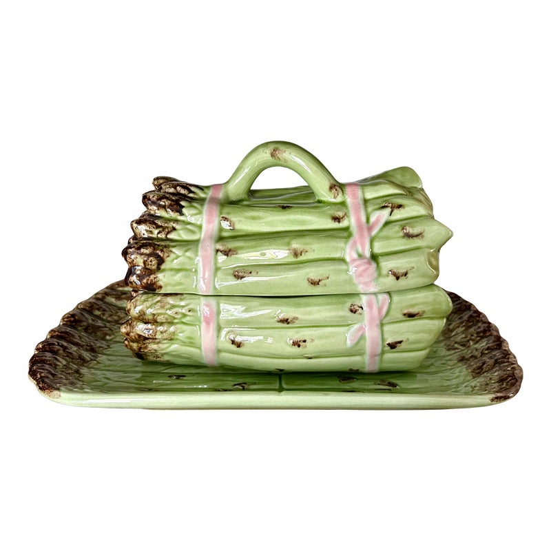 Late 20th Century Bordallo Pinheiro Majolica Asparagus Tureen With Underplate
