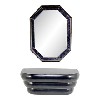 C. 1980s Maitland Smith Tessellated Horn Mirror With Console For Sale