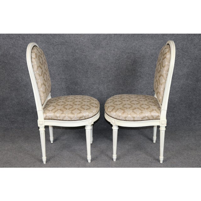 1960s Set 12 1960's Louis XVI Style French Painted Dining Chairs Manner of Jansen For Sale - Image 5 of 15