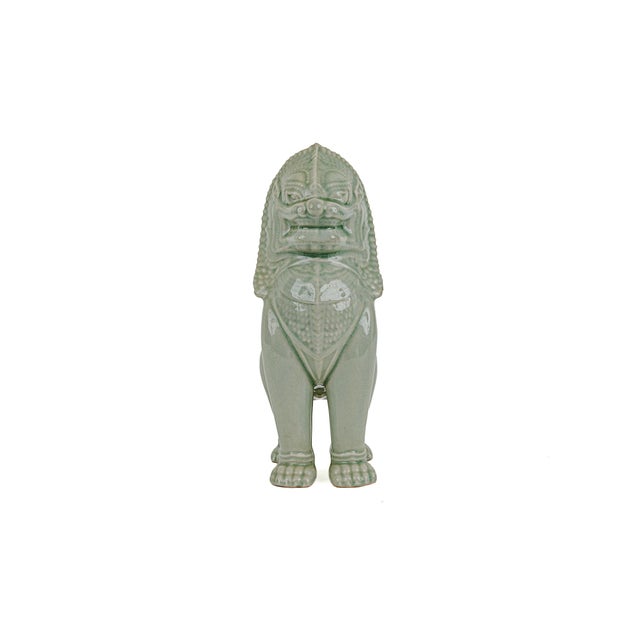 Vintage Thai Singha Lion Foo Dog Statues in Celadon For Sale In Tulsa - Image 6 of 12