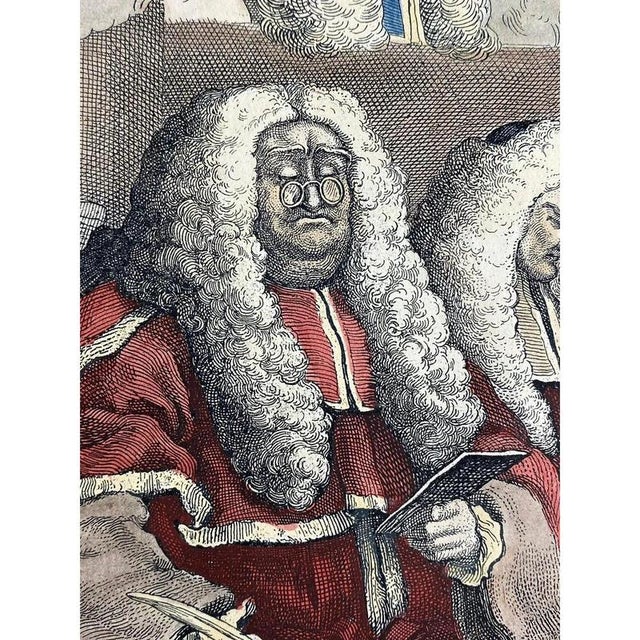 William Hogarth, The Bench, 1820-1840, Hand-Painted Engraving on Paper, Framed For Sale - Image 4 of 12