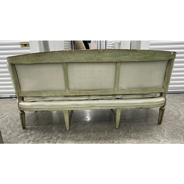 Antique Louis XVI Style Venetian Italian Curved Settee Sofa For Sale In West Palm - Image 6 of 12