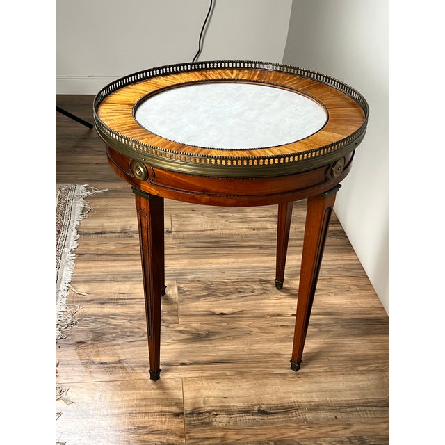 Antique French Louis XVI-Style Mahogany Marble Top Bouillotte Table C. Early 20th Century For Sale In Boston - Image 6 of 9