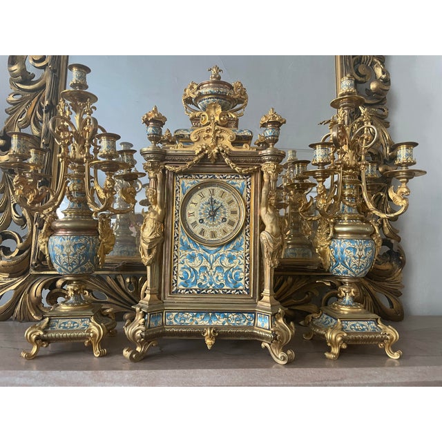 TIFFANY- 3 PIECE French Empire-style mantel clock and candelabra set. Purchased from Sotheby’s. Popular during the early...