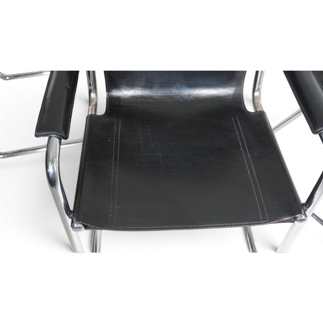 Visitor Chairs in Leather and Chrome by Mart Stam and Marcel Breuer for Matteo Grassi, 1970, Set of 6 For Sale - Image 16 of 18