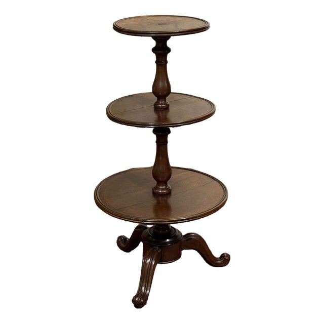 19th Century Three-Tiered Mahogany Side Table For Sale
