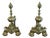 Large Antique Victorian Ornate Brass Fire Dogs and Andirons, 1880, Set of 2 For Sale