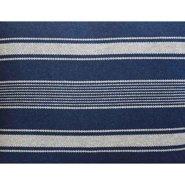 American Nautical Blue & White Belgian Striped Feather/Down Pillow 24" X 20" For Sale - Image 3 of 6