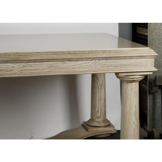 Contemporary A Nancy Corzine Stone Top Library Table Bleached Oak Finish For Sale - Image 3 of 10