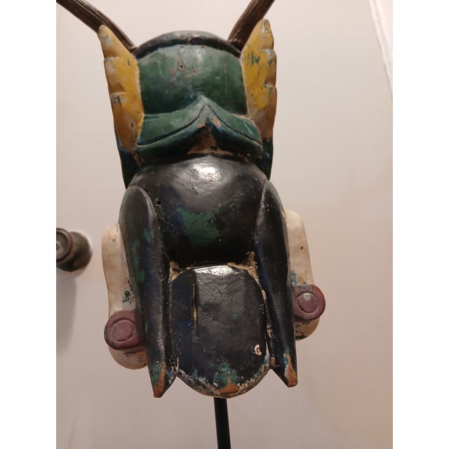 Wood F-031 Antique Indonesian "Manjangan" Double-Face Mask With Authentic Antlers - Early 20th Century F014 For Sale - Image 7 of 10