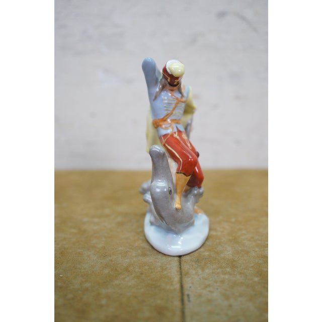 Ceramic Vintage Herend Hussar and Sea Serpent Porcelain Dragon Slayer Figurine 5595 For Sale - Image 7 of 14