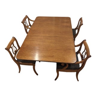 Imperial Mahogany Dropleaf Lyre Dining Table & 4 Chairs For Sale