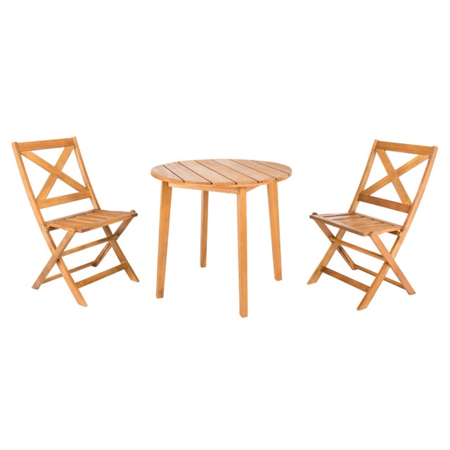 2020s Contemporary Wood Bistro Set in Natural - 3 Pieces For Sale - Image 5 of 5