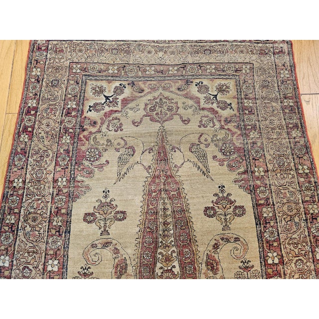 19th Century Persian Kerman Lavar Pictorial Rug, Hand-Knotted Wool, Tree of Life Pattern, Tan & Red, 4x6 For Sale - Image 10 of 14