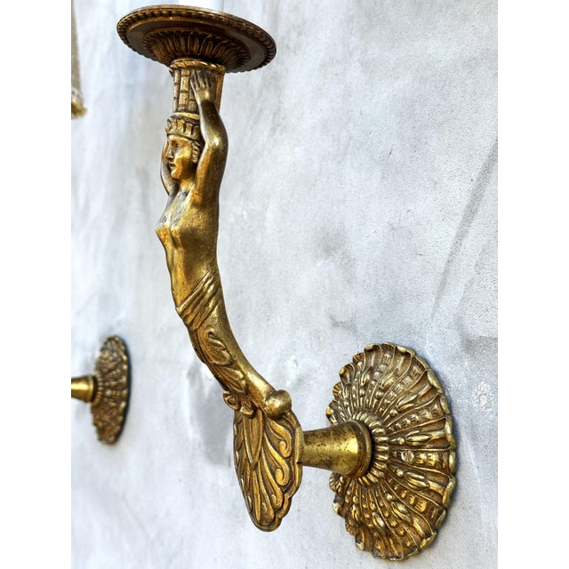 Italian Bronze Wall Sconces with Female Figures, 1950s, Set of 2 For Sale - Image 14 of 18