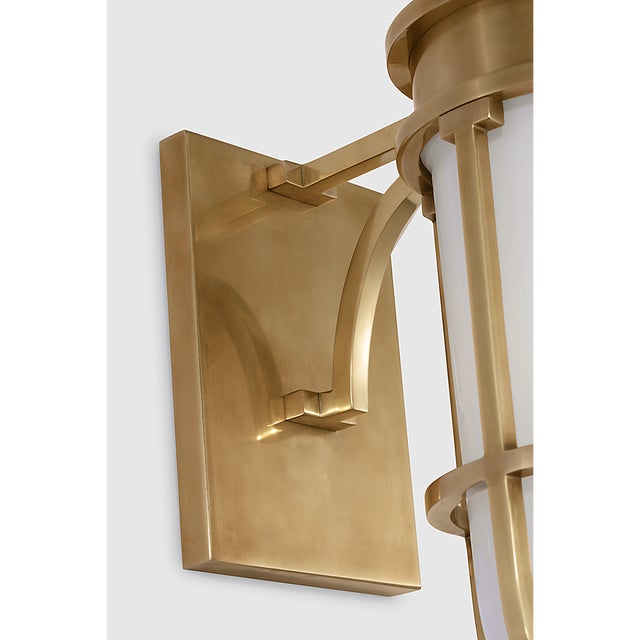 Chapman & Myers for Visual Comfort Signature Gracie Tall Bracketed Sconce in Antique-Burnished Brass with White Glass For Sale In Houston - Image 6 of 10