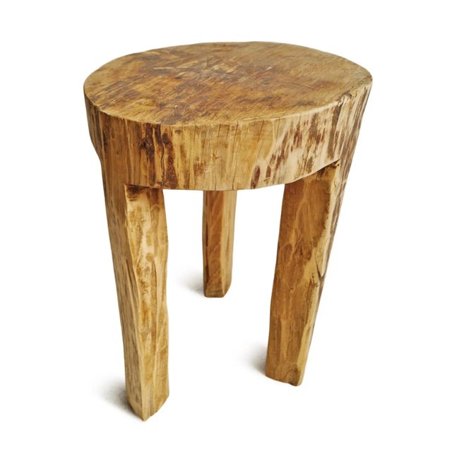 Contemporary Rustic Naga Three Leg Wood Table For Sale - Image 4 of 8