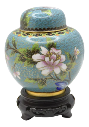 Chinese Cloisonné Enamel and Brass Ginger Jar With Stand