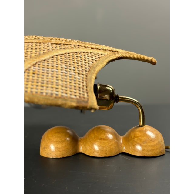 Vintage Italian Rattan Wicker Pine and Brass Scallop Wall Sconces, 1970s, Set of 2 For Sale - Image 11 of 18